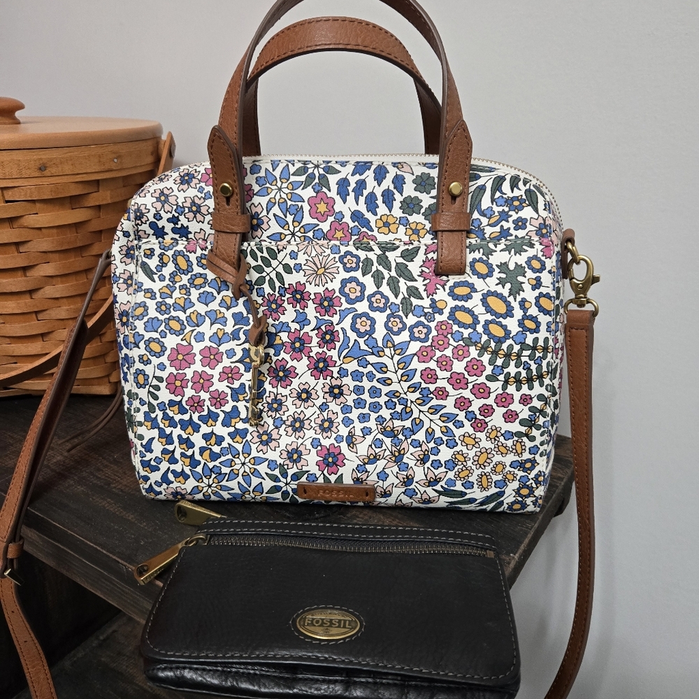Fossil Satchel w/Black Wallet